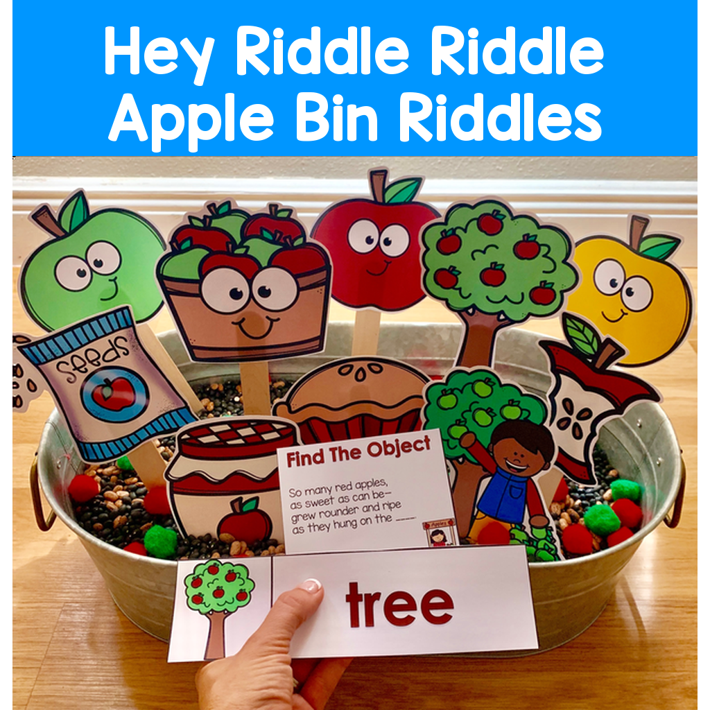 "Hey Riddle Riddle" Apple Themed Sensory Bin Riddles