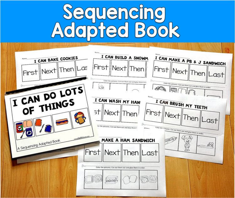 Sequencing Adapted Book | 4-Picture Sequencing & Worksheets | SLP SPED Autism