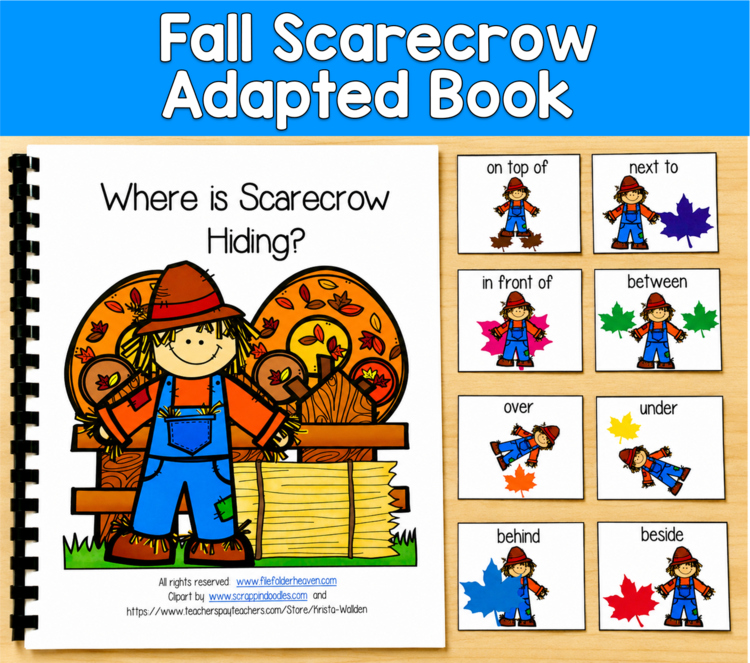 Fall Scarecrow Adapted Book | Prepositions Positional Words | SLP SPED Autism