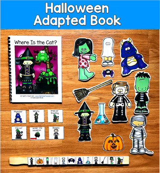 Halloween Adapted Book | Prepositions Wh Questions Sequencing | SLP SPED Autism