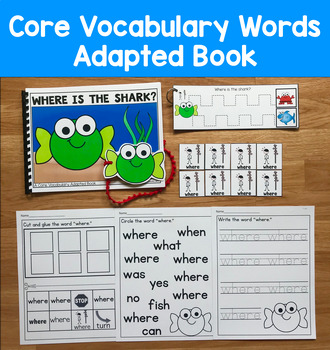 Core Vocabulary Adapted Book: "Where Is The Shark?" Core Word Where