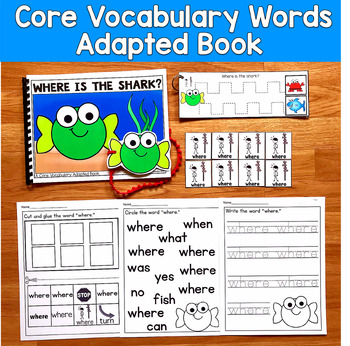 Core Vocabulary Adapted Book: "Where Is The Shark?" Core Word Where