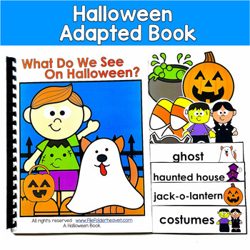 Halloween Adapted Book | Core Words Inferences | SLP SPED Autism AAC PreK
