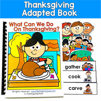 Thanksgiving Adapted Book | Core Words Verbs Inferences | SLP SPED Autism AAC