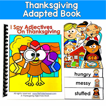 Thanksgiving Adapted Book | Adjectives Synonyms Inferences | SLP SPED Autism