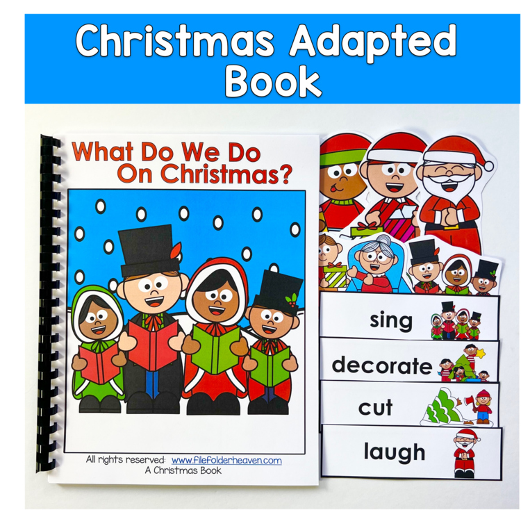 Christmas Adapted Book with Riddles | Action Words & Verbs | Special Education