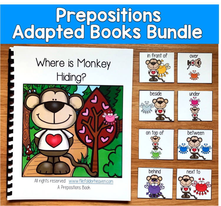Prepositions Adapted Books Bundle | 30 Books Position Words | SLP SPED Autism