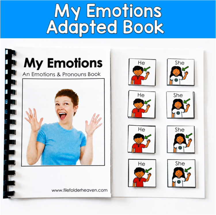 Pronouns Emotions Adapted Book 3 Real Photos | Feelings | SLP SPED Autism PreK