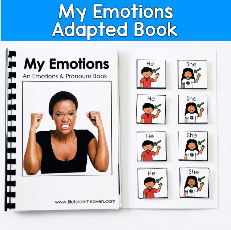 Pronouns Emotions Adapted Book 2 Real Photos | Feelings | SLP SPED Autism PreK