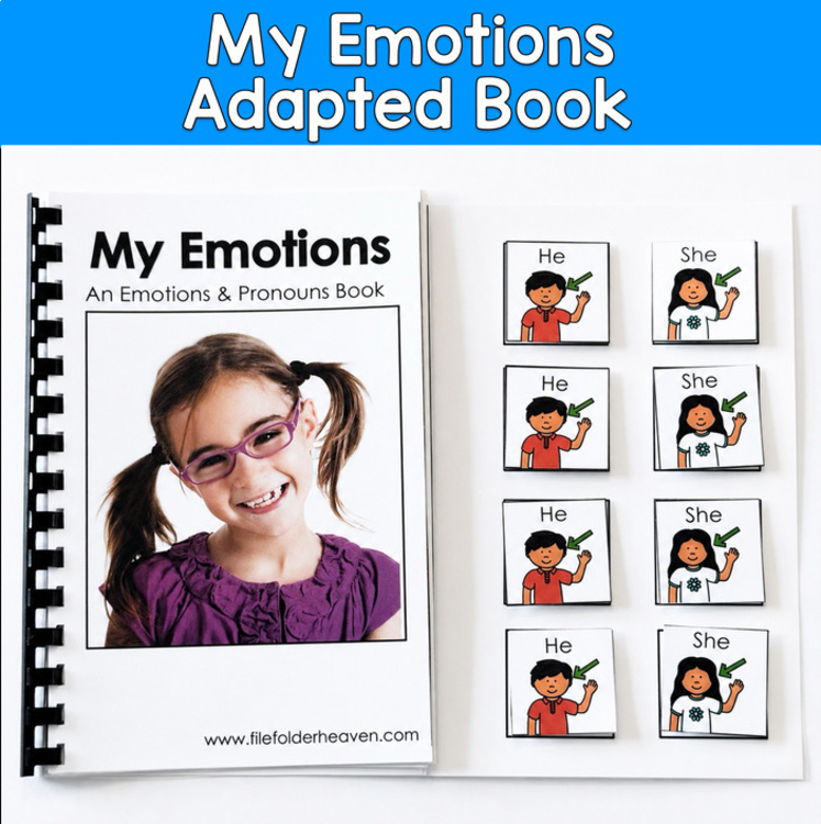 Pronouns Emotions Adapted Book 1 Real Photos | Feelings | SLP SPED Autism PreK