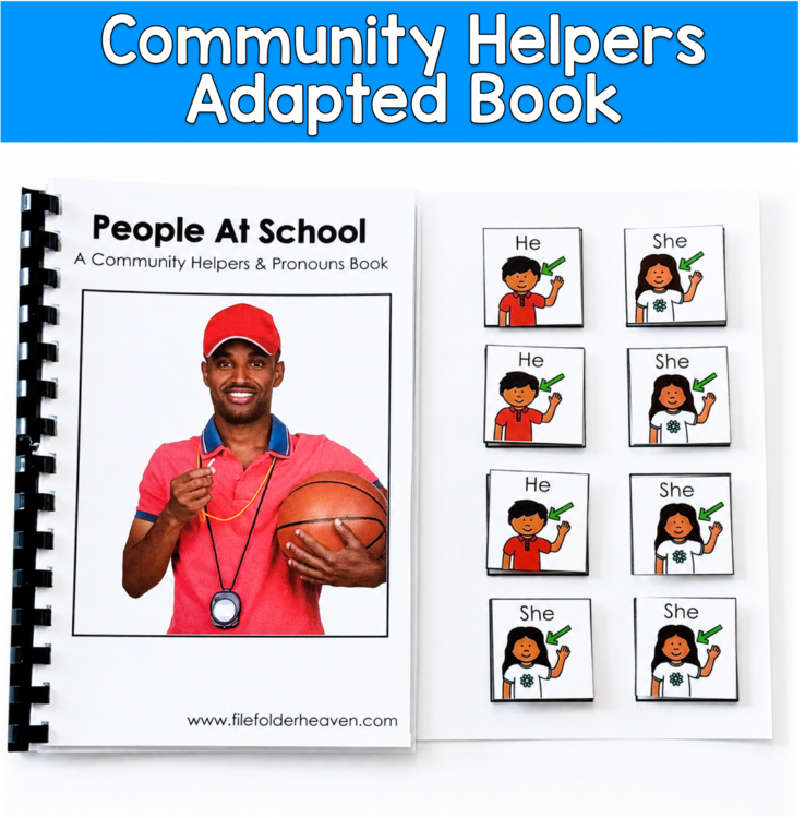 School Community Helpers Pronouns Adapted Book Real Photos | SLP SPED Autism