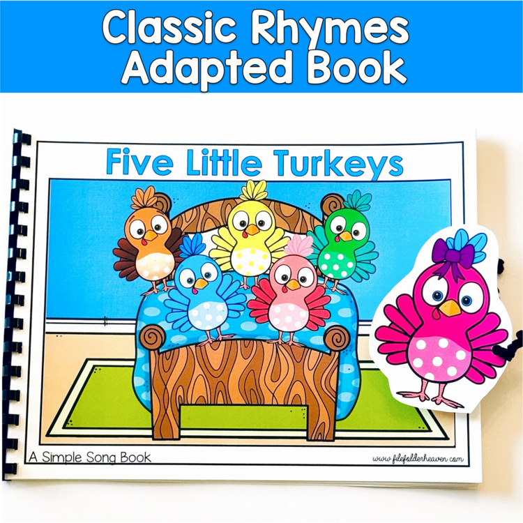 Five Little Turkeys Adapted Song Book | Thanksgiving Counting | SLP SPED Autism