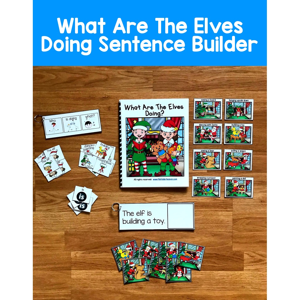 Christmas Sentence Builder Book: "What Are The Elves Doing?"