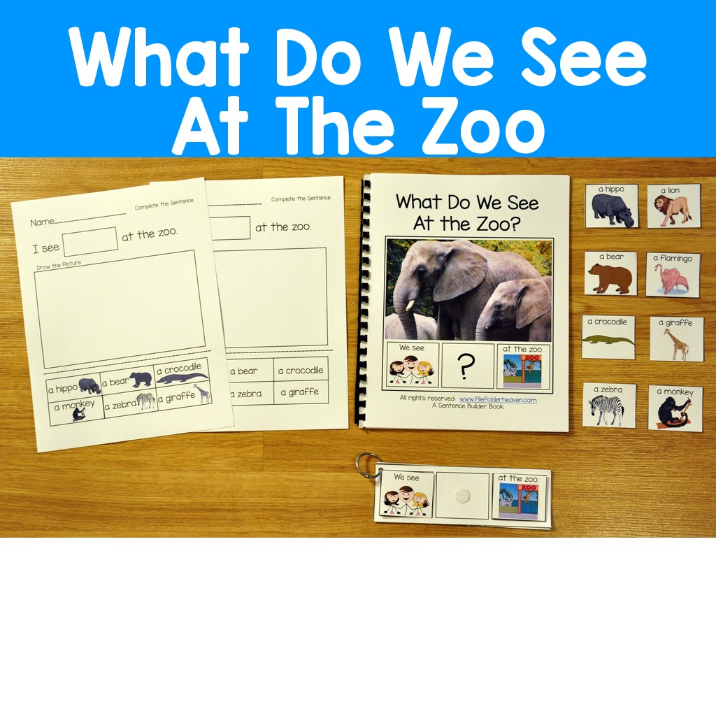 Sentence Builder Adapted Book:  What Do We See At the Zoo?