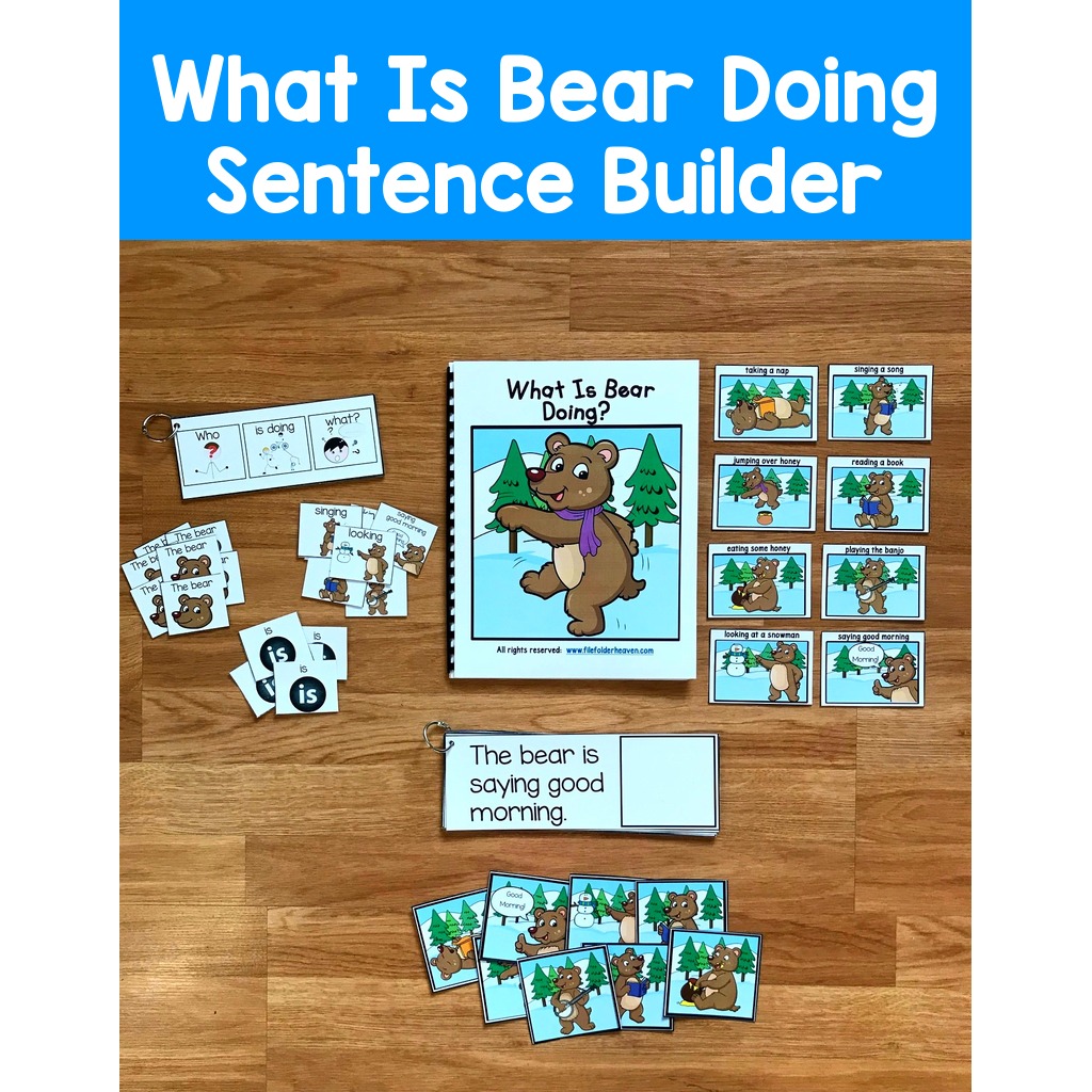 Winter Sentence Builder Book: "What Is Bear Doing?"
