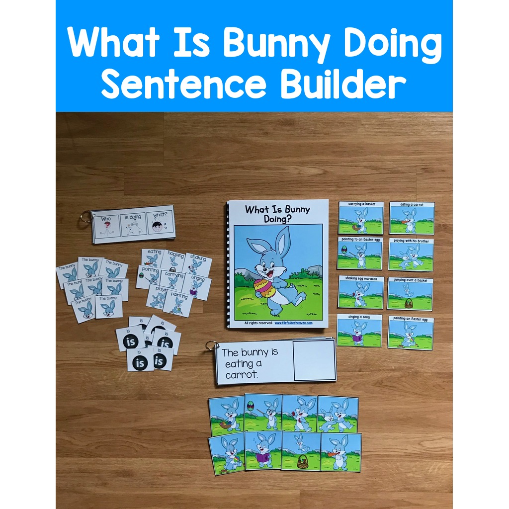 Bunny Sentence Builder Book: "What Is Bunny Doing?"