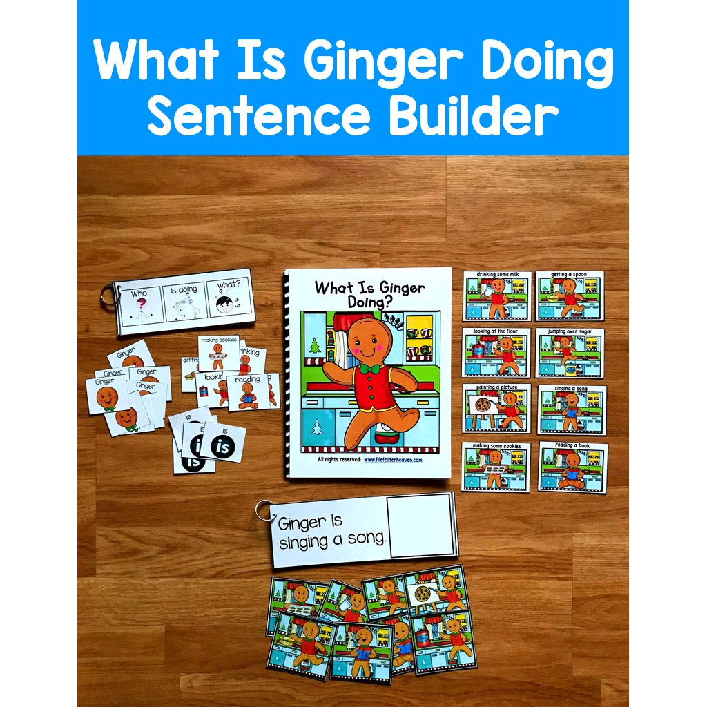 Gingerbread Man Sentence Builder Book--"What Is Ginger Doing?"