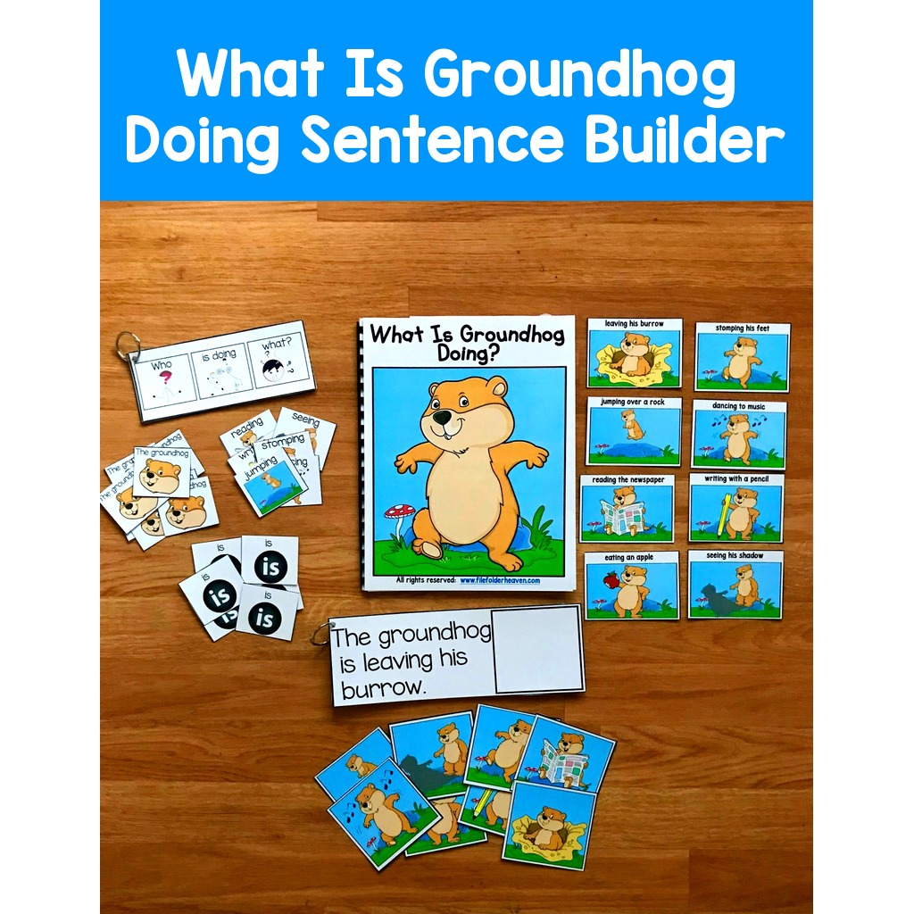 Groundhog Sentence Builder Book: "What Is Groundhog Doing?"