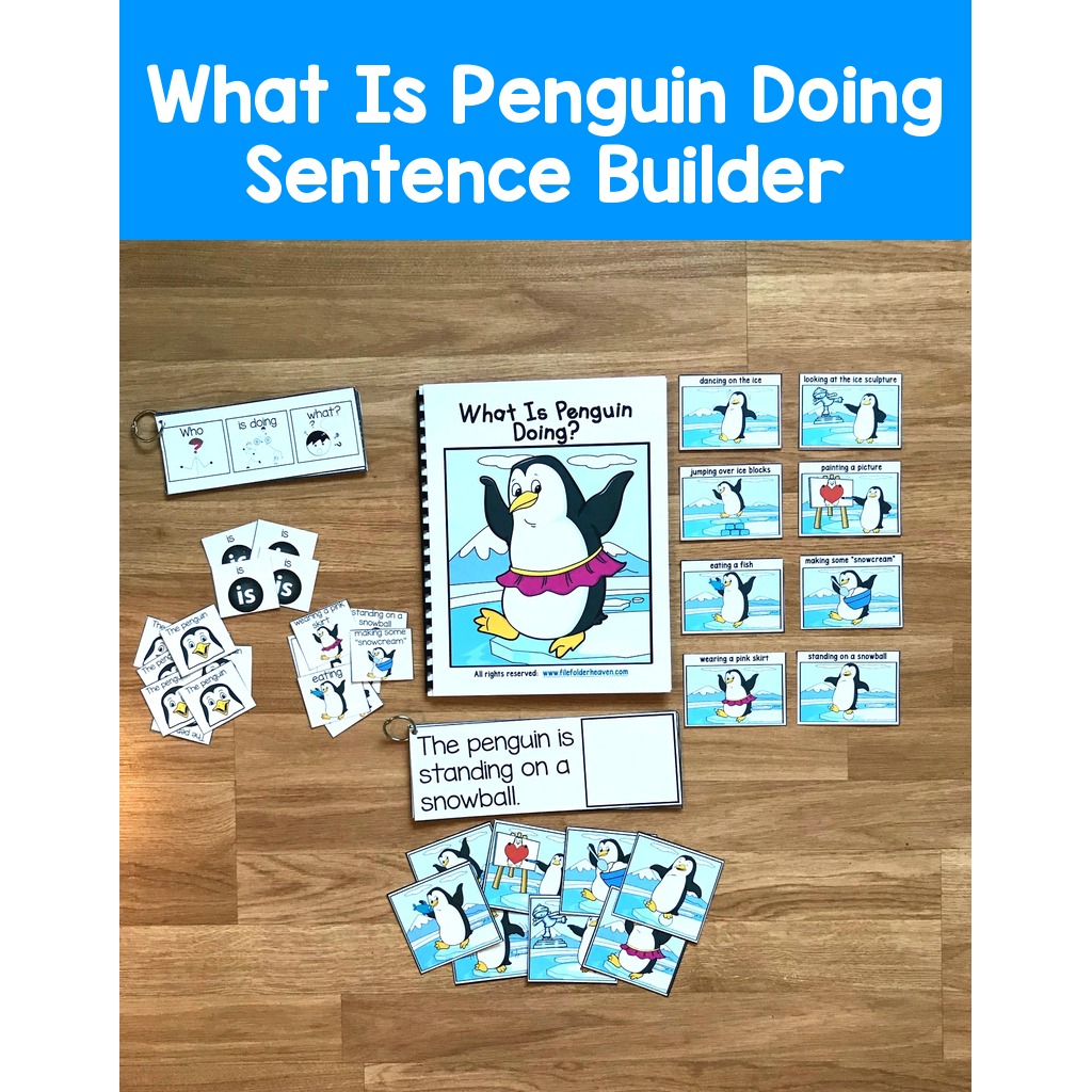 Sentence Builder Book: "What Is Penguin Doing?"