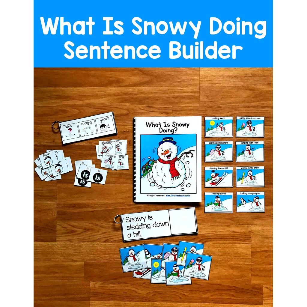 Snowman Sentence Builder Book: "What Is Snowy Doing?"