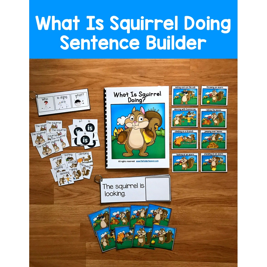 Fall Sentence Builder Book:  "What Is Squirrel Doing?"