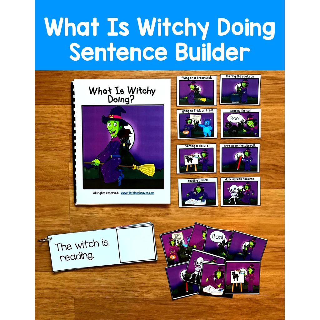 Halloween Sentence Builder Book--"What Is Witchy Doing?"