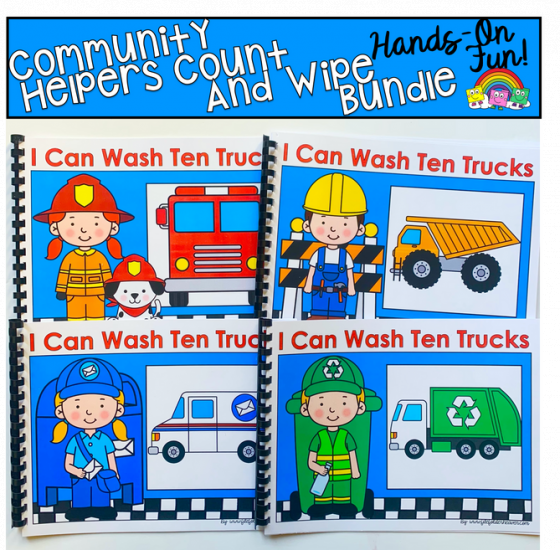 "I Can Wash Ten Trucks" Adapted Book Set