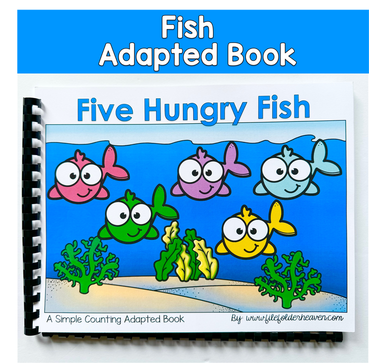 Five Hungry Fish Adapted Book, Rhyming Adapted Book For Numbers And Counting
