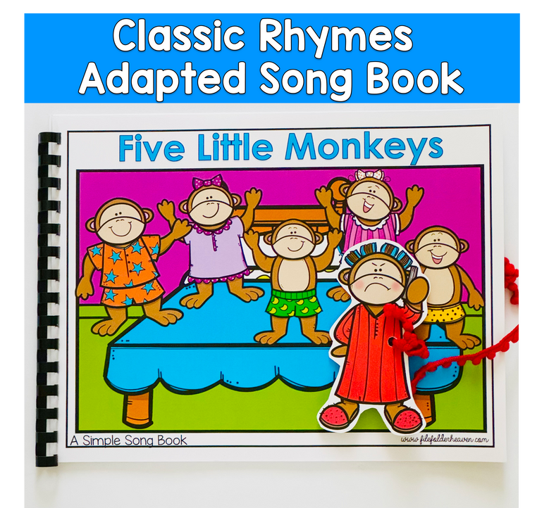 Five Little Monkeys Jumping On The Bed Adapted Book For Circle Time In Special Education