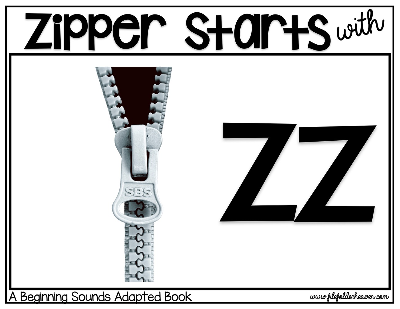 Zipper Starts With Z digital adapted book for special education