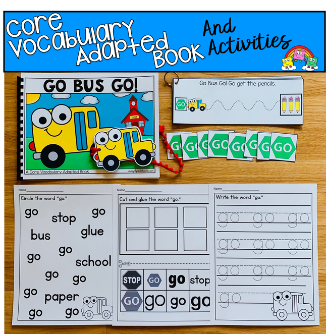 "Go Bus Go!" A Core Words Adapted Book Set