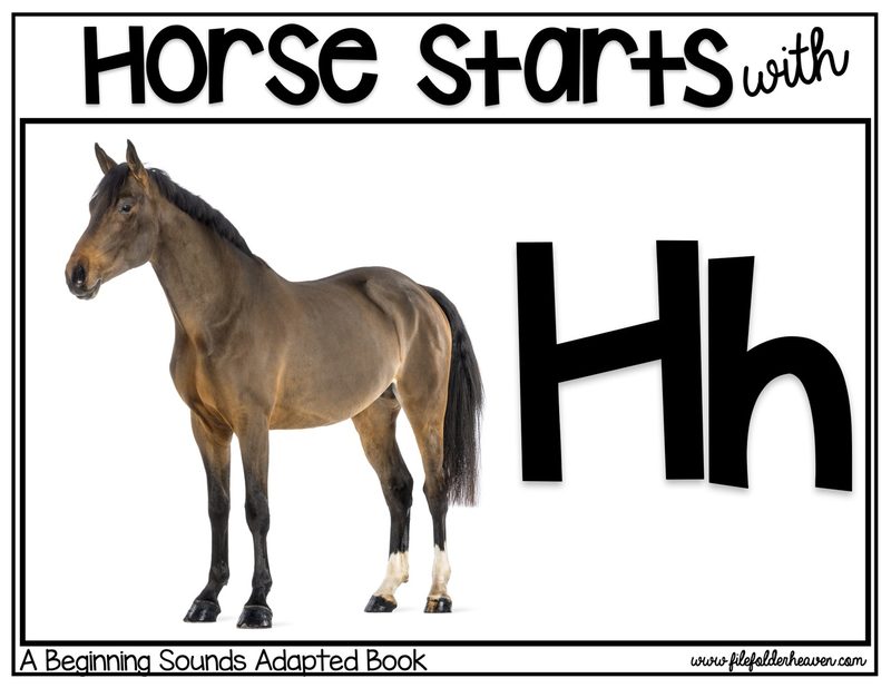 Horse Starts With H digital adapted book for special education