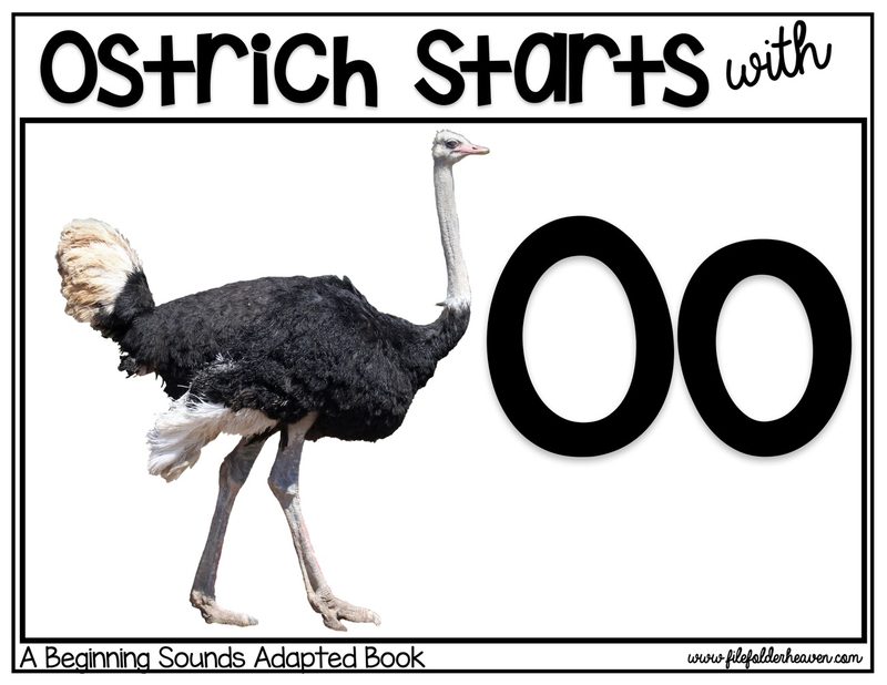 Ostrich Starts With O digital adapted book for special education