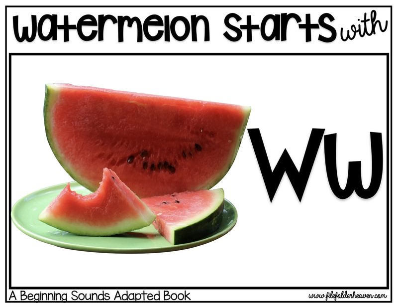 Watermelon Starts With W digital adapted book for special education